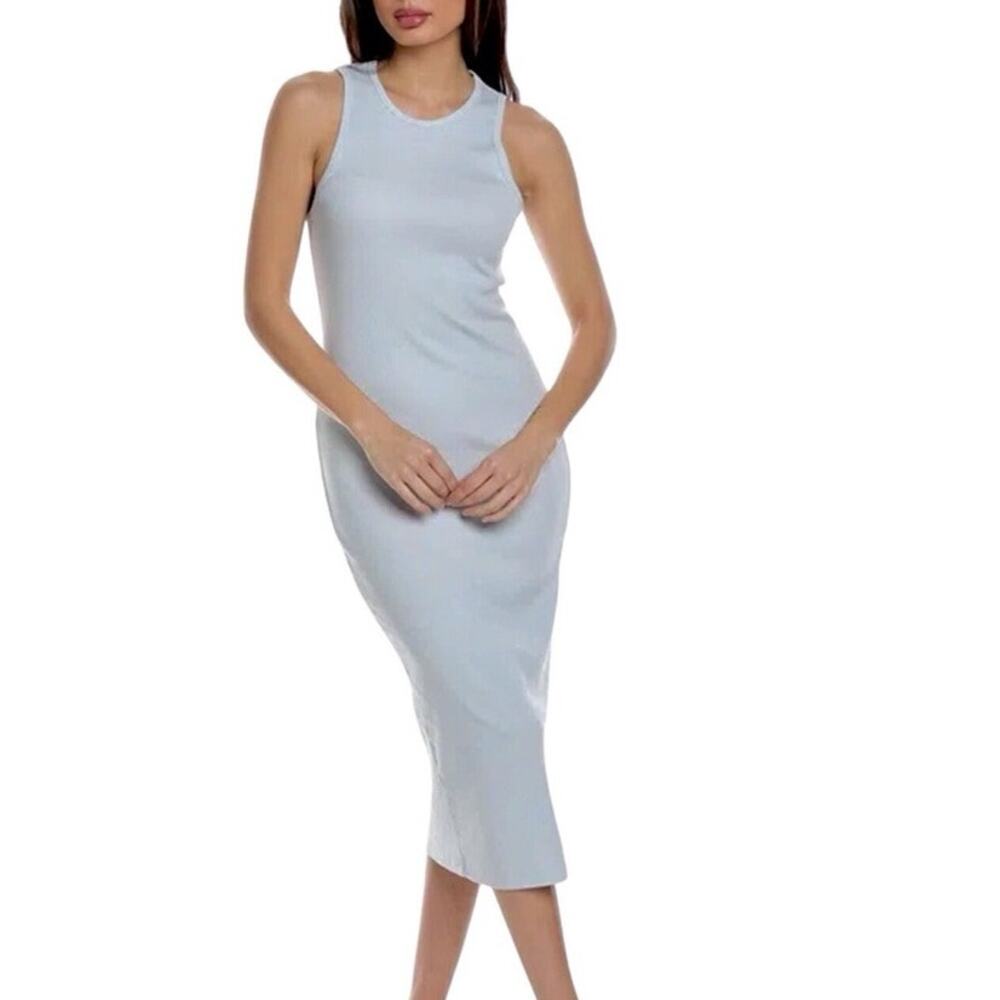 Standard James Perse Powder Blue Soft Cotton Ribbed Bodycon Summer Dress XL‎